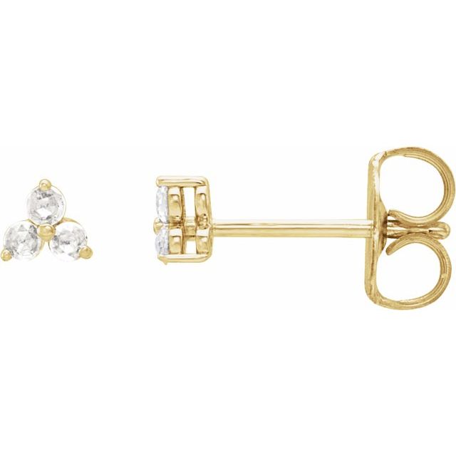 14K .05 CTW -Cut Natural Diamond Three-Stone Earrings