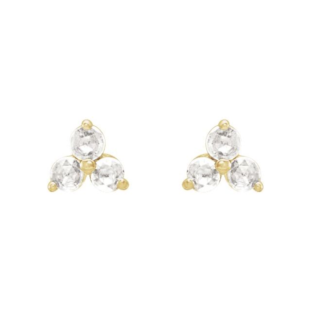 14K .05 CTW -Cut Natural Diamond Three-Stone Earrings