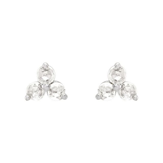 14K .05 CTW -Cut Natural Diamond Three-Stone Earrings