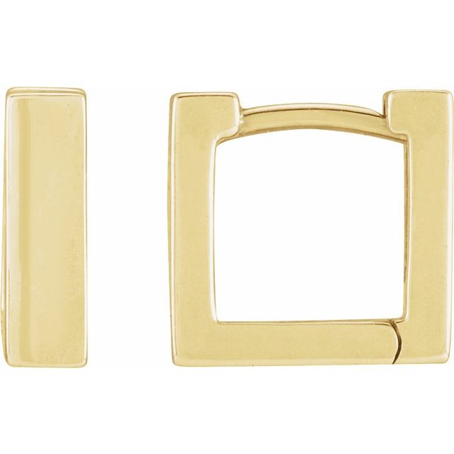 14K Square Hinged Huggie Hoop Earrings