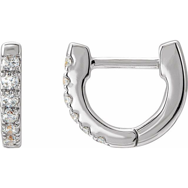 14K 1/8 CTW Natural Diamond Hoop Earrings