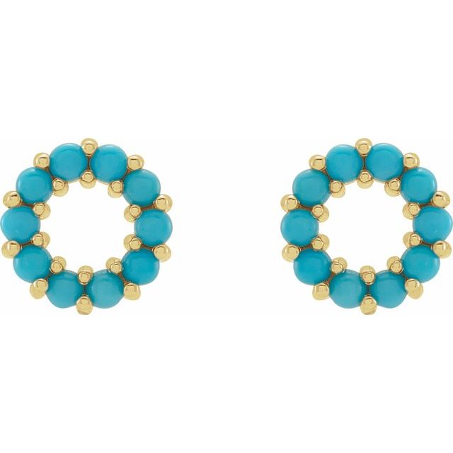 14K Natural Turquoise Cabochon Earrings