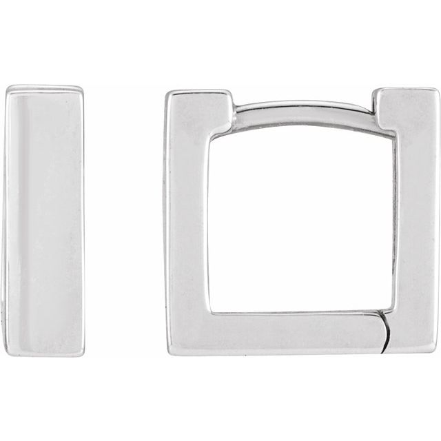 14K Square Hinged Huggie Hoop Earrings
