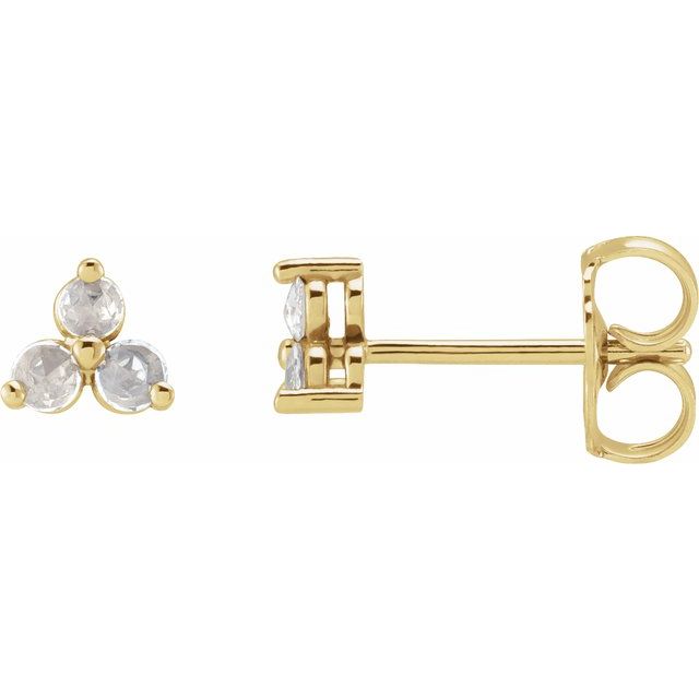 14K 1/8 CTW -Cut Natural Diamond Three-Stone Earrings