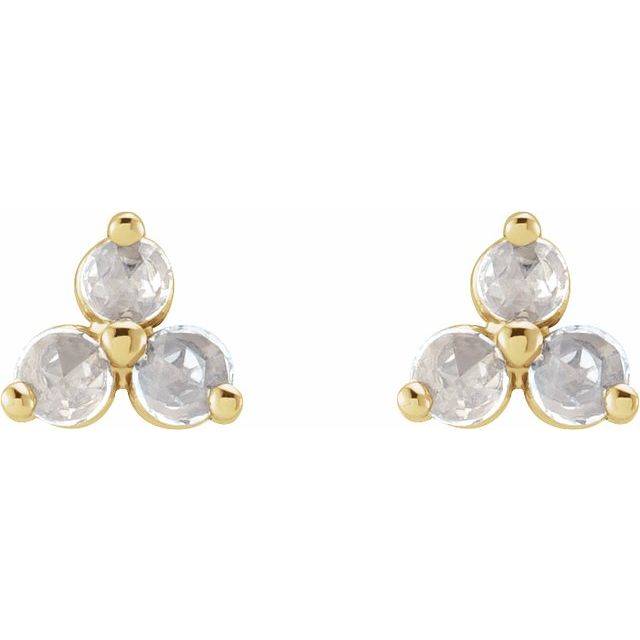 14K 1/8 CTW -Cut Natural Diamond Three-Stone Earrings