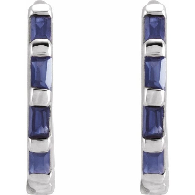 14K Natural Blue Sapphire Huggie Earrings