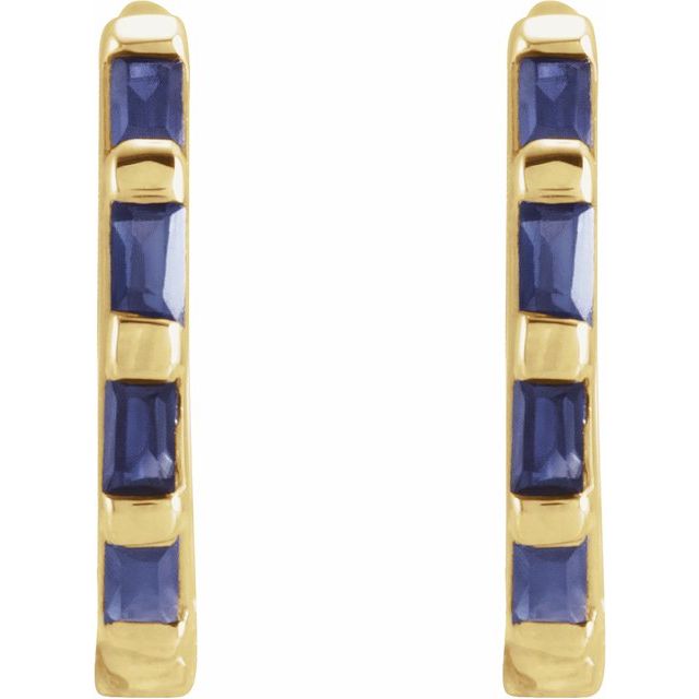 14K Natural Blue Sapphire Huggie Earrings