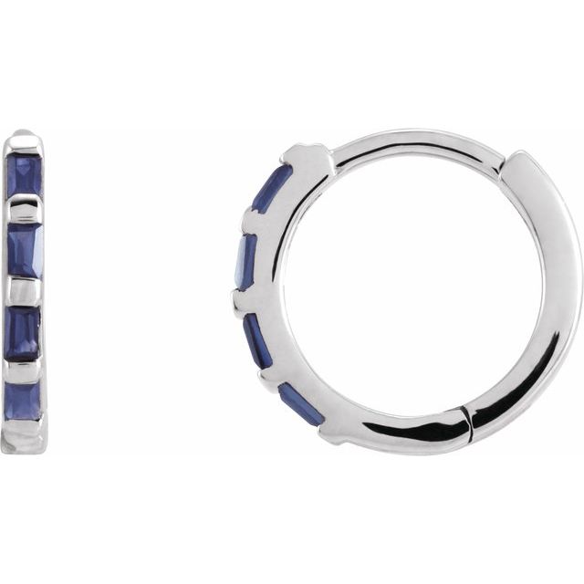 14K Natural Blue Sapphire Huggie Earrings