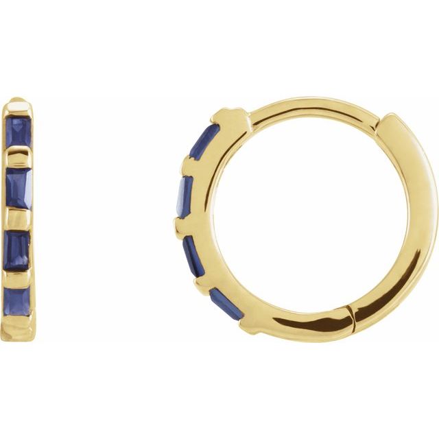 14K Natural Blue Sapphire Huggie Earrings