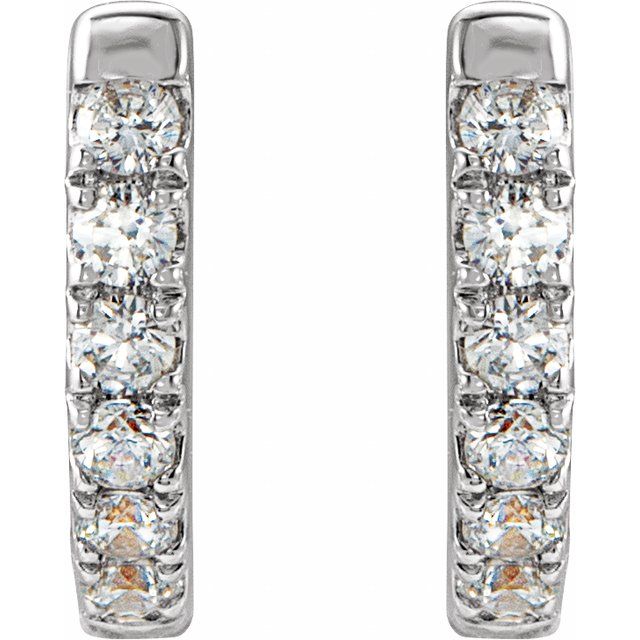 14K 1/8 CTW Natural Diamond Hoop Earrings