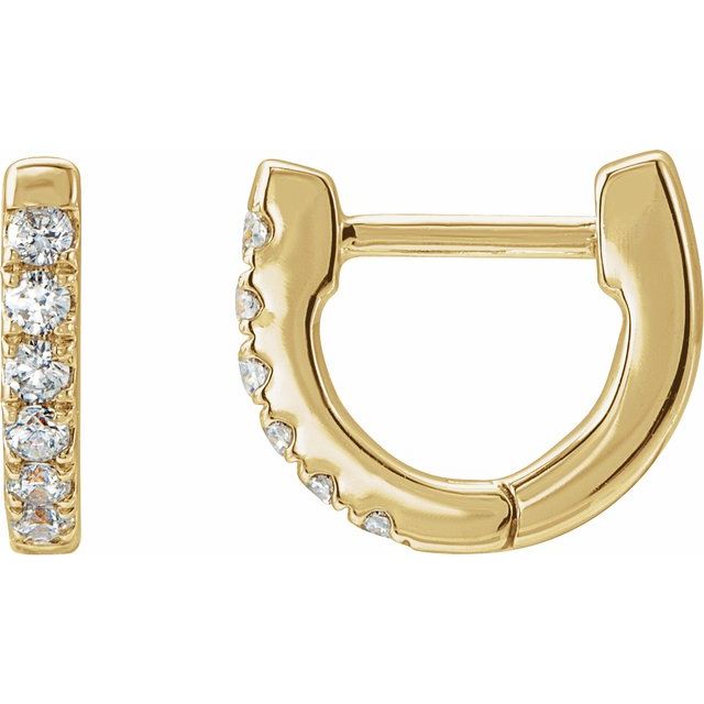 14K 1/8 CTW Natural Diamond Hoop Earrings