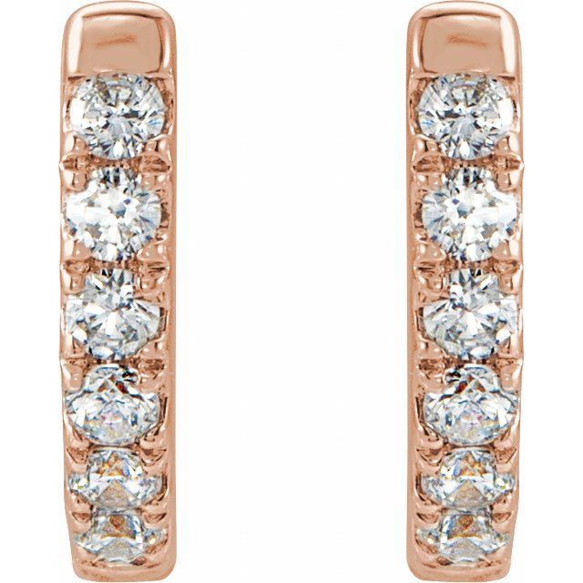 14K 1/8 CTW Natural Diamond Hoop Earrings
