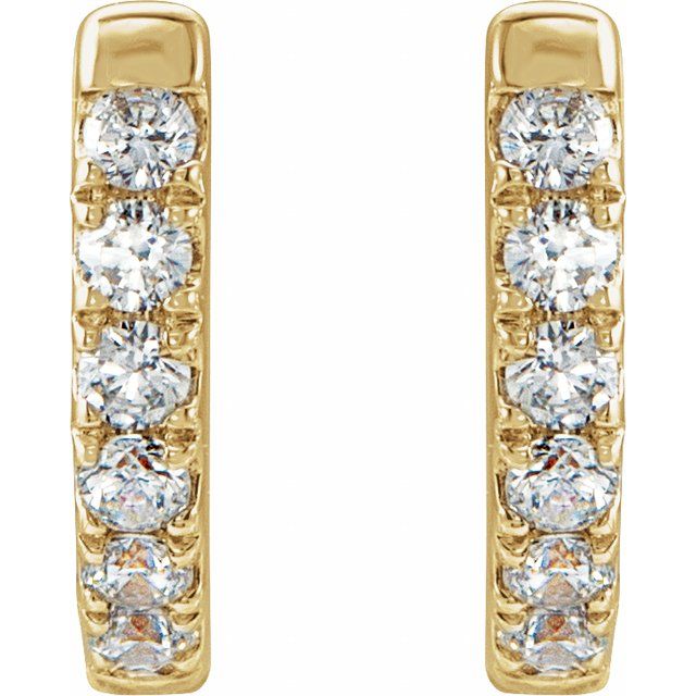 14K 1/8 CTW Natural Diamond Hoop Earrings