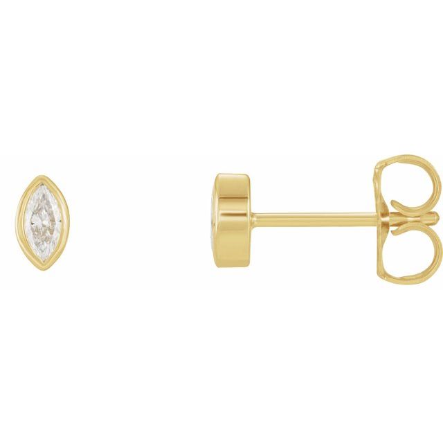 14K 1/6 CTW Natural Diamond Solitaire Bezel-Set Earrings