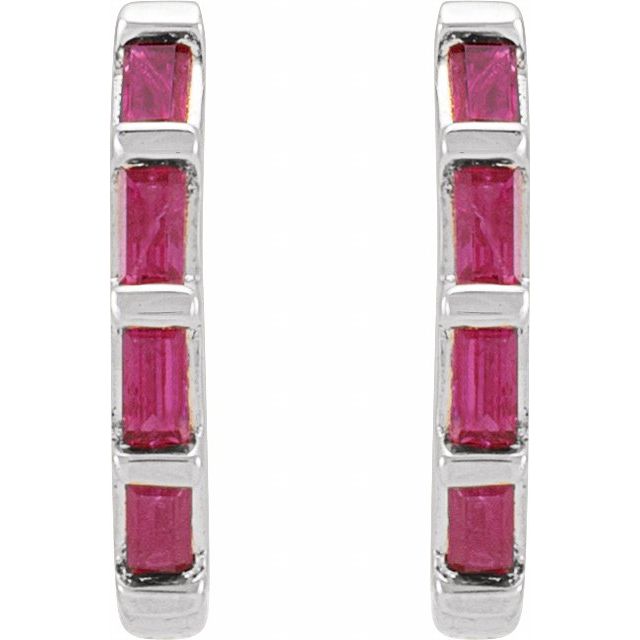 14K Natural Ruby Huggie Earrings