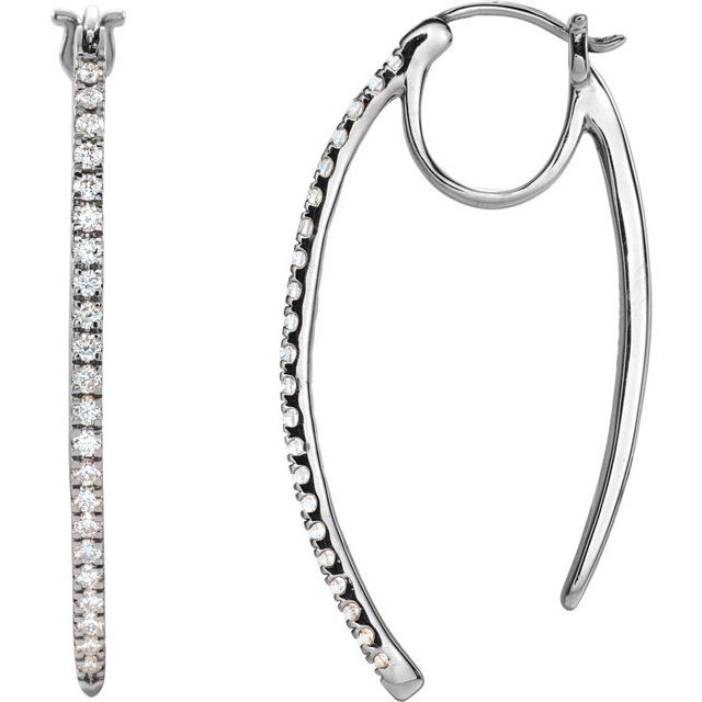 14K 1/2 CTW Natural Diamond Hoop Earrings
