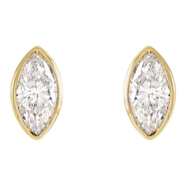 14K .06 CTW Natural Diamond Solitaire Bezel-Set Earrings
