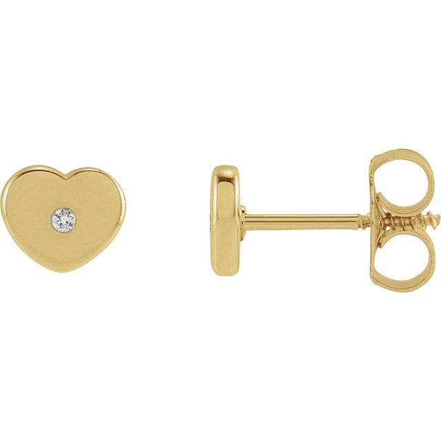 14K .01 CTW Natural Diamond Youth Heart Earrings