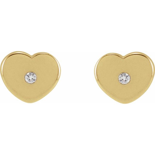 14K .01 CTW Natural Diamond Youth Heart Earrings