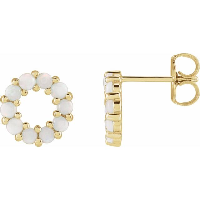 14K Natural Opal Cabochon Earrings