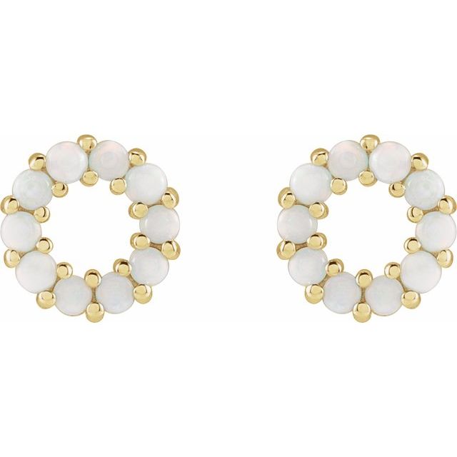 14K Natural Opal Cabochon Earrings