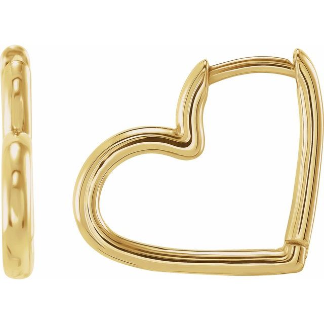 14K Hinged Heart Huggie Hoop Earring