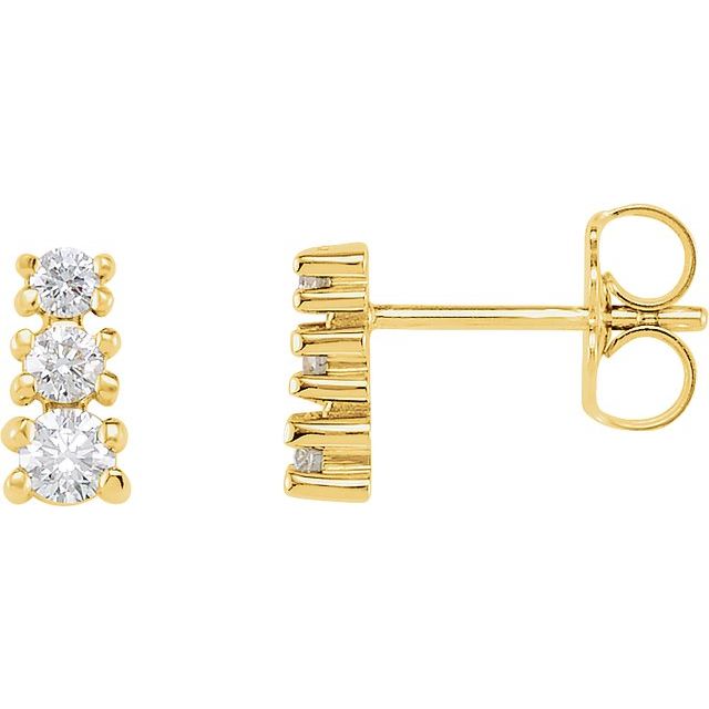 14K 3/8 CTW Natural Diamond Three-Stone Earrings