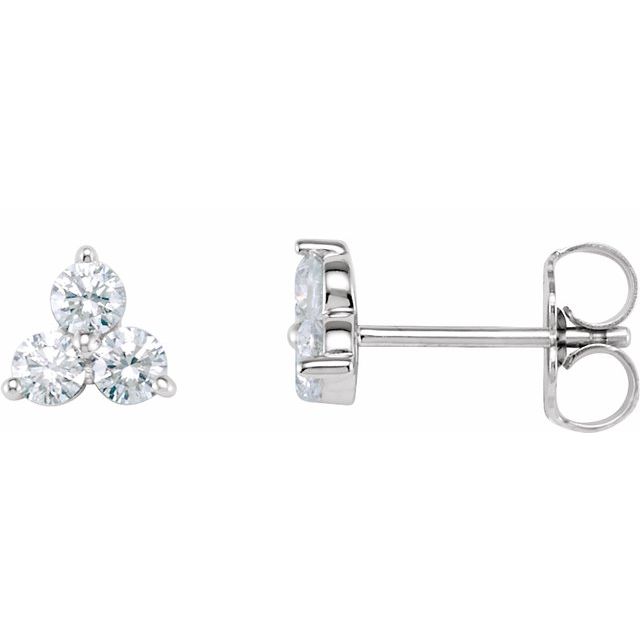 14K 1/3 CTW Natural Diamond Three-Stone Stud Earrings