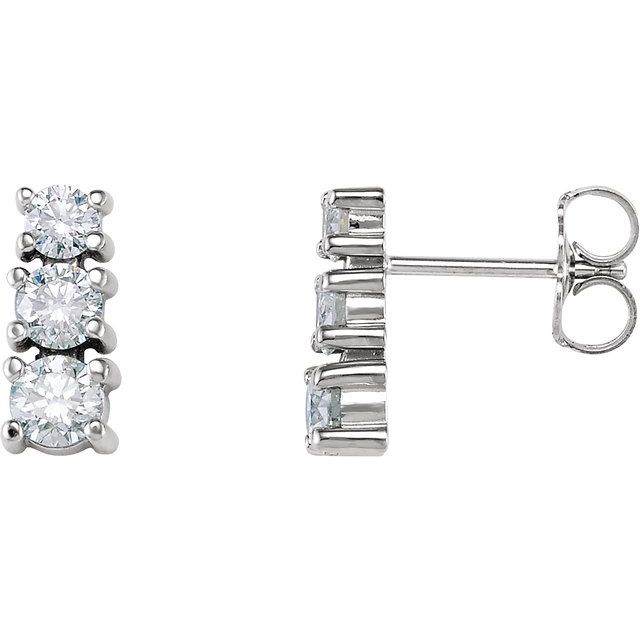 14K 7/8 CTW Natural Diamond Three-Stone Earrings