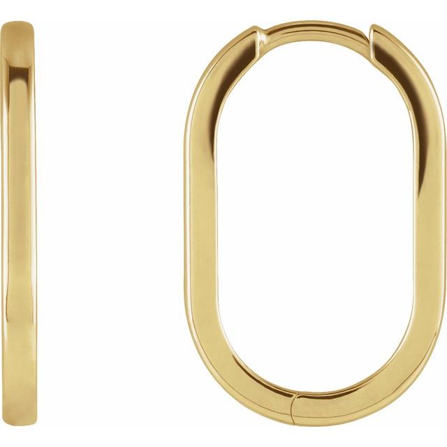 14K Elongated Oval Hoop Earrings