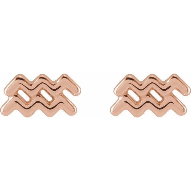 14K Aquarius Zodiac Earrings