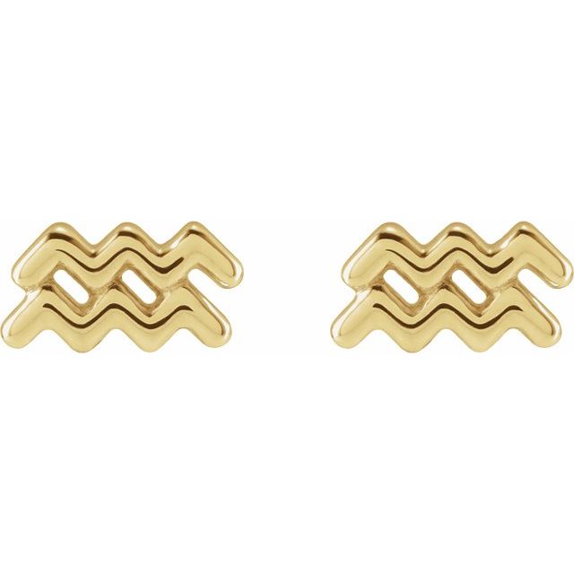 14K Aquarius Zodiac Earrings