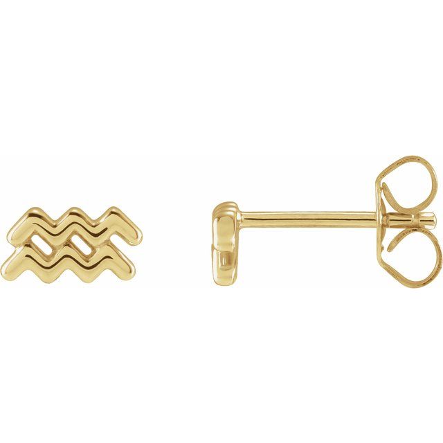 14K Aquarius Zodiac Earrings