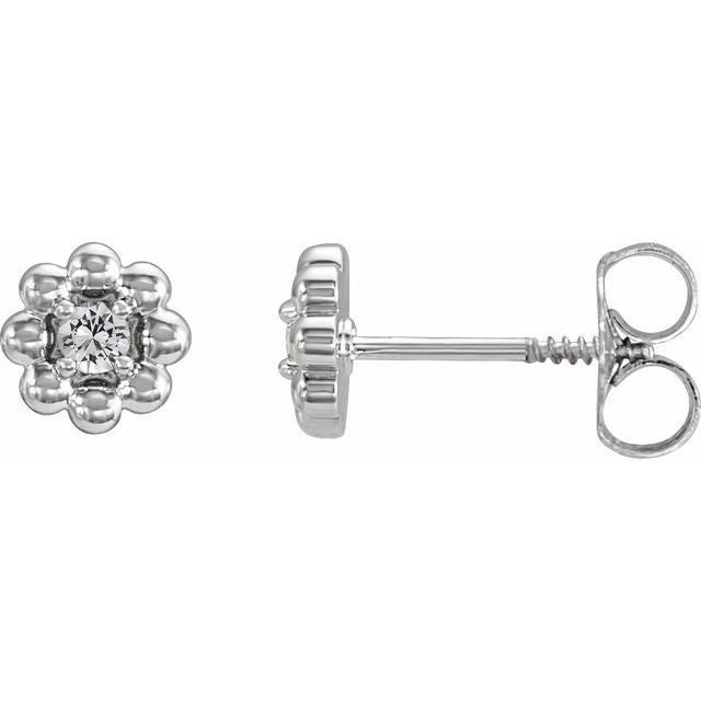 14K Natural Sapphire Petite Flower Beaded Earrings