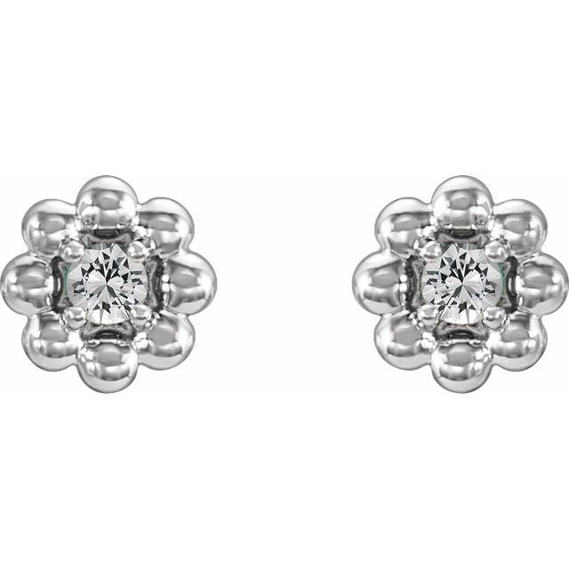 14K Natural Sapphire Petite Flower Beaded Earrings