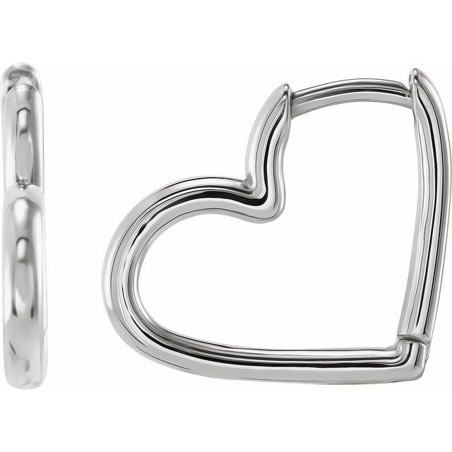 Sterling Silver Hinged Heart Huggie Hoop Earring