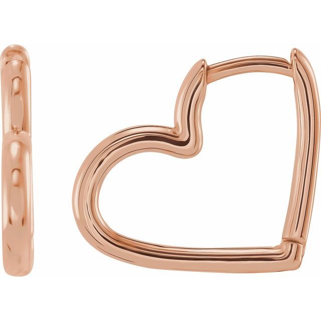 14K Hinged Heart Huggie Hoop Earrings