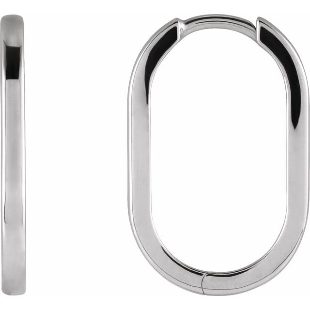 Sterling Silver Elongated Oval Hoop Earrings