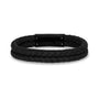 Double Row Leather Bracelet (12Mm) - Black