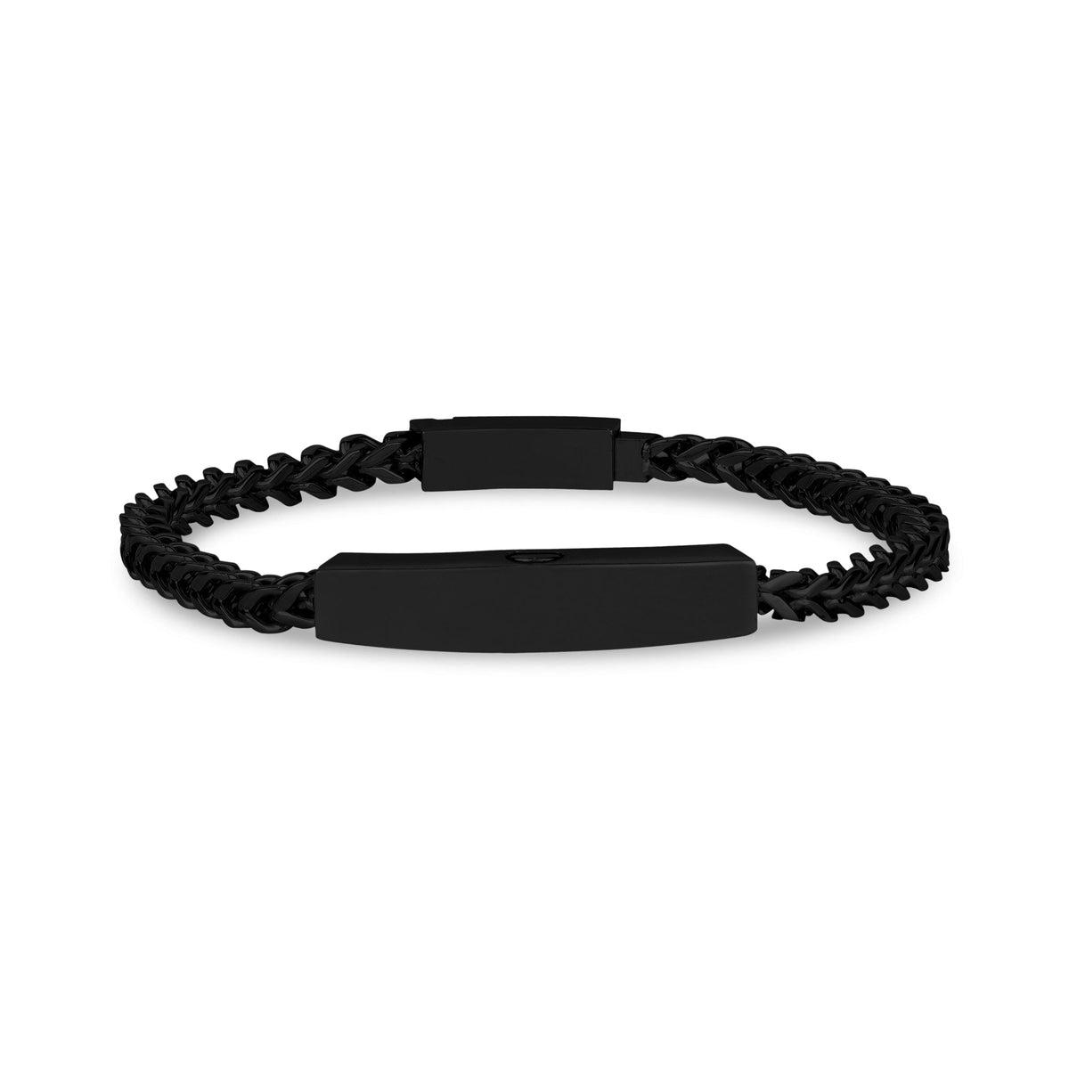 Slim Franco Link Cremation Id Bracelet (4Mm) - Black