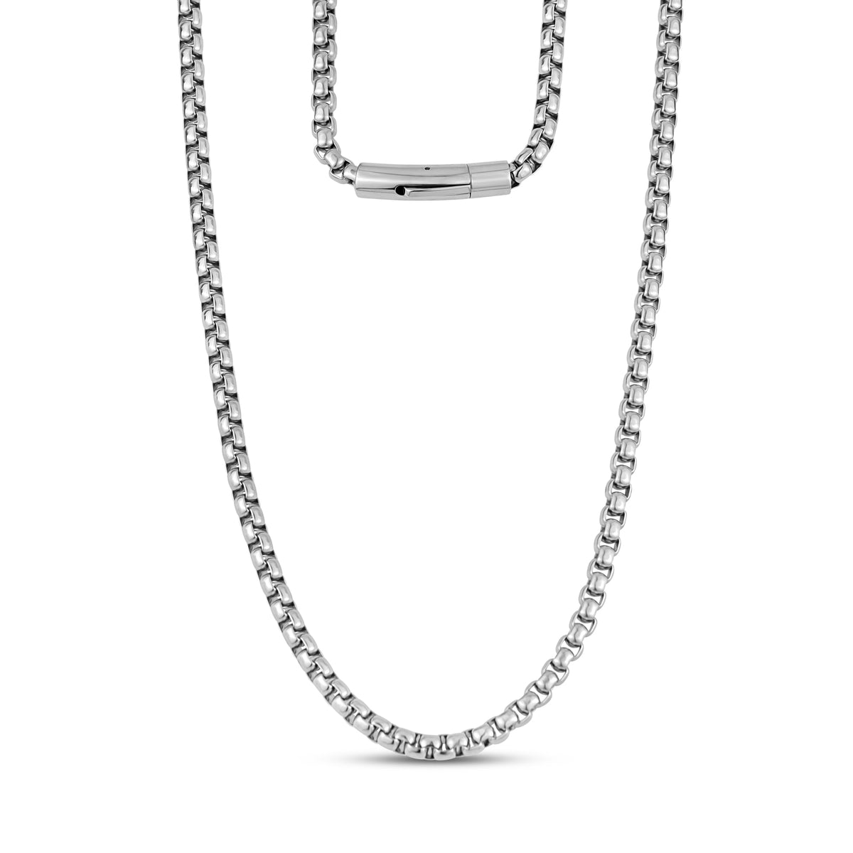 Round Box Click-In Clasp Chain (5Mm) - Silver