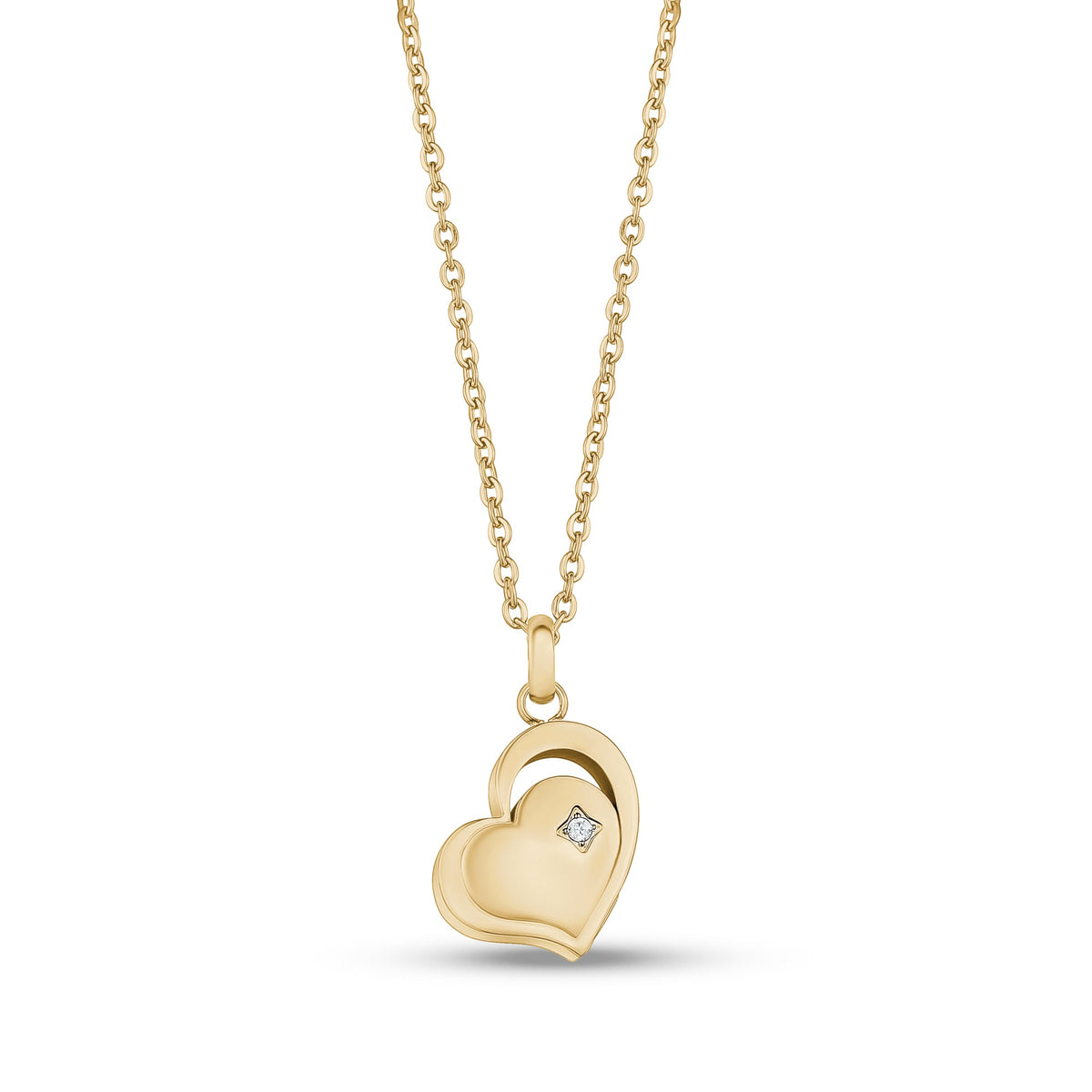 C.Z. Heart Cremation Pendant - Gold