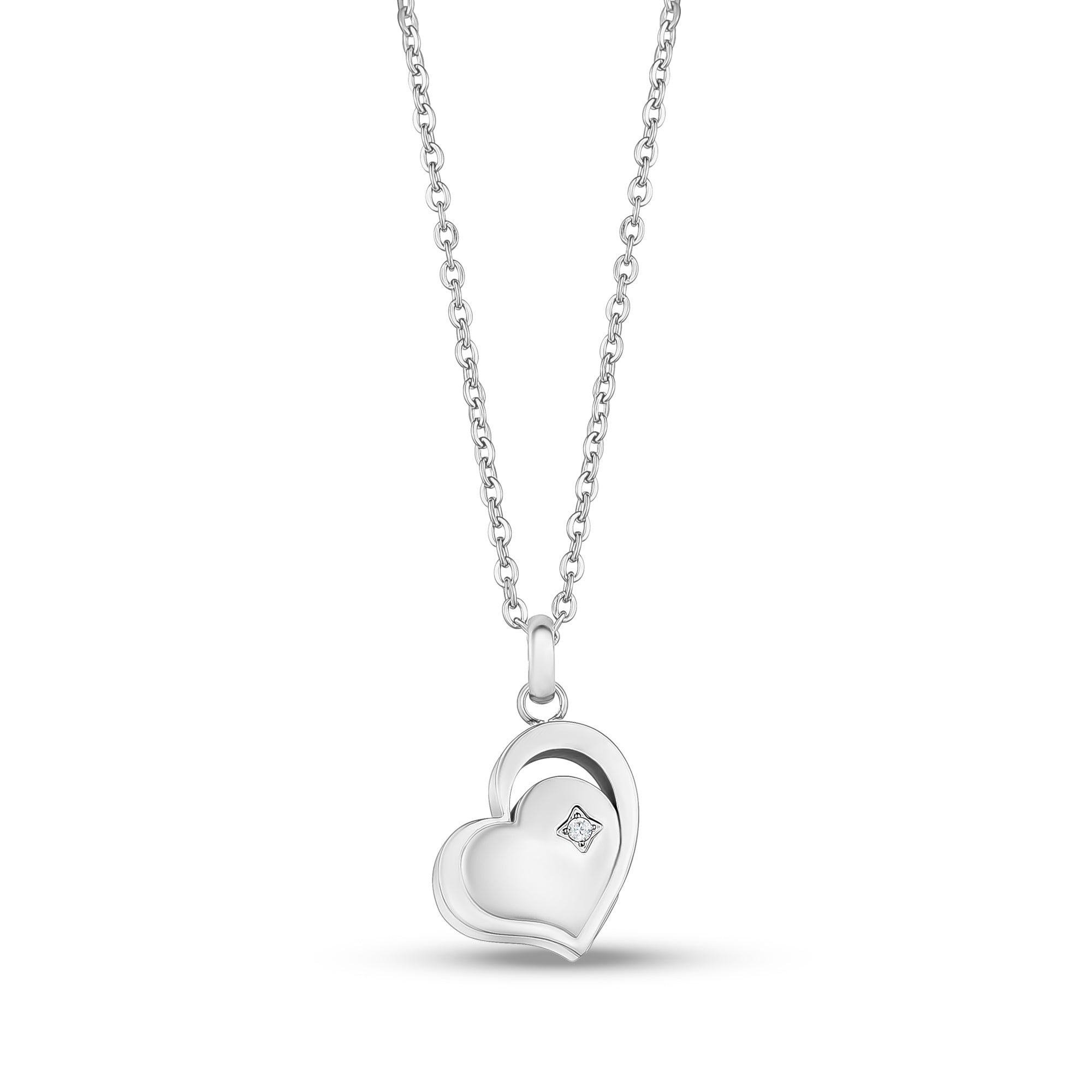 C.Z. Heart Cremation Pendant - Silver