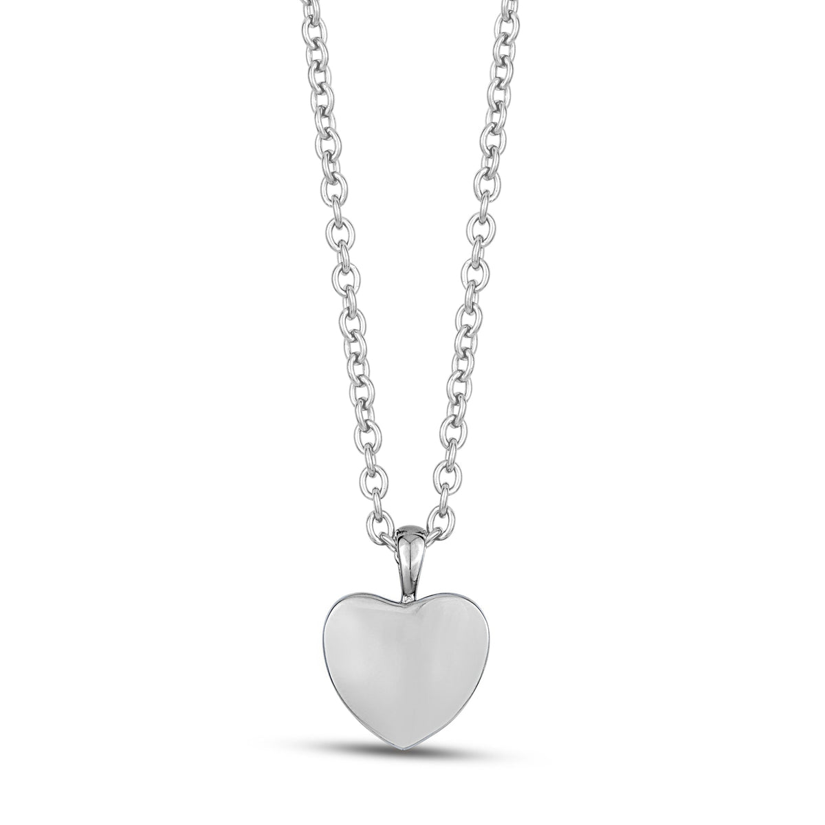 Rounded Heart Cremation Pendant - Silver