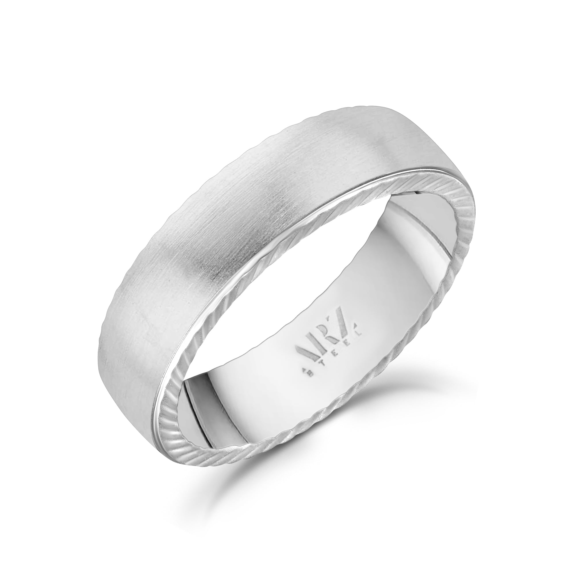 Flat Ring W/ Diamond Cut Edges (6Mm) - Silver