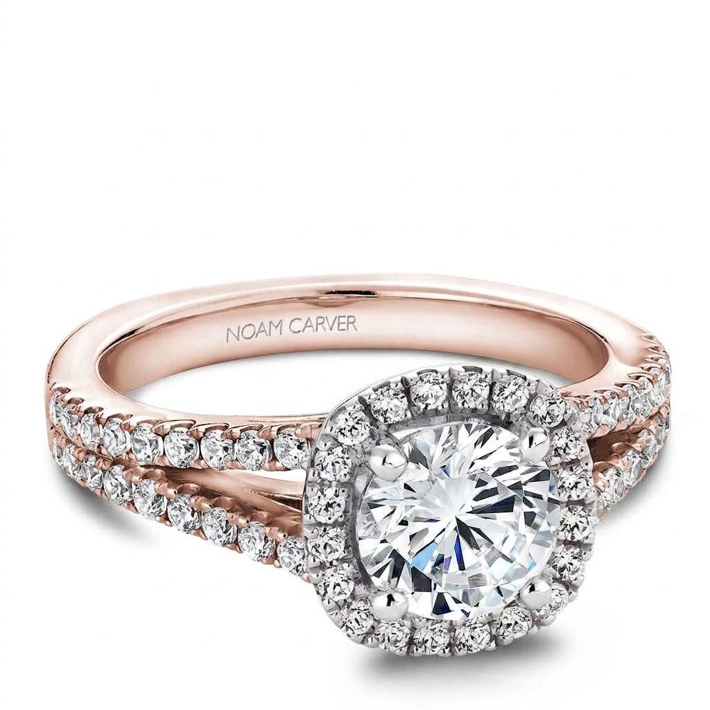Noam Carver Engagement Ring B015-01 in 14K Rose Shank with White Head