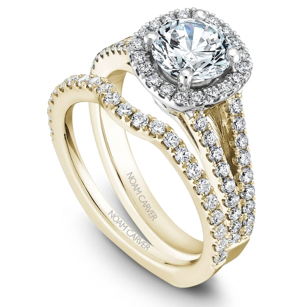 Noam Carver Engagement Ring B015-01 in 14K Yellow Shank with White Head