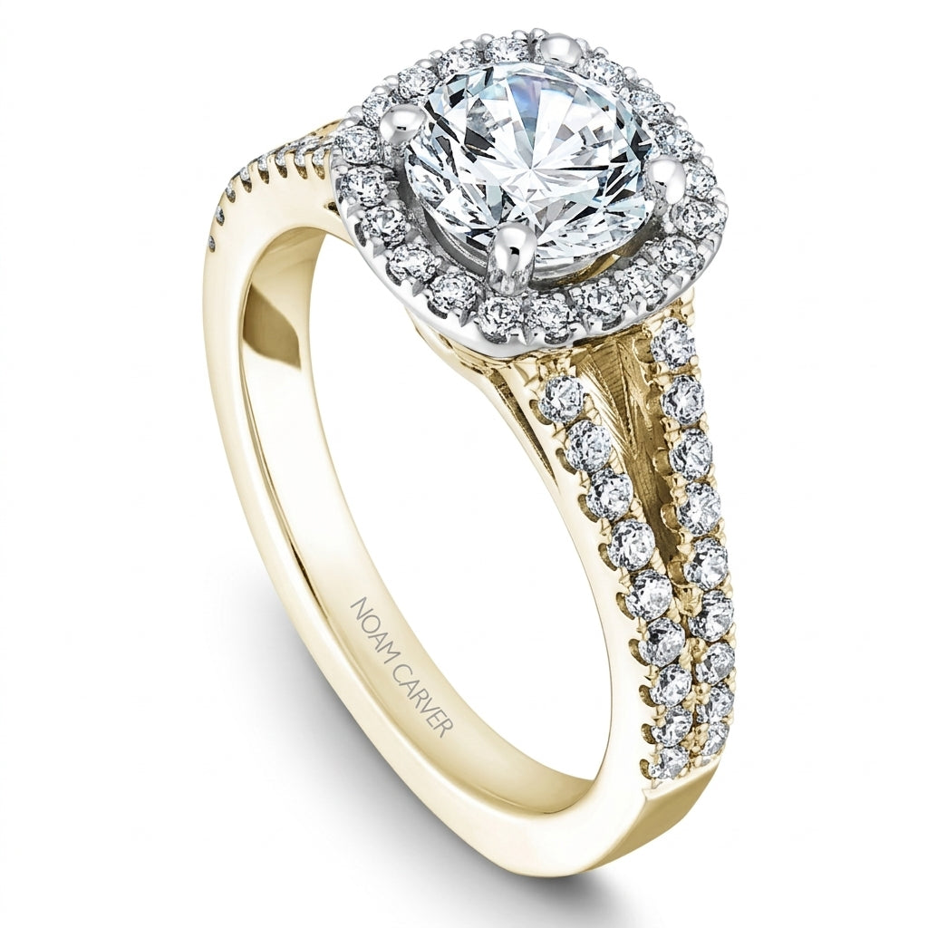 Noam Carver Engagement Ring B015-01 in 14K Yellow Shank with White Head
