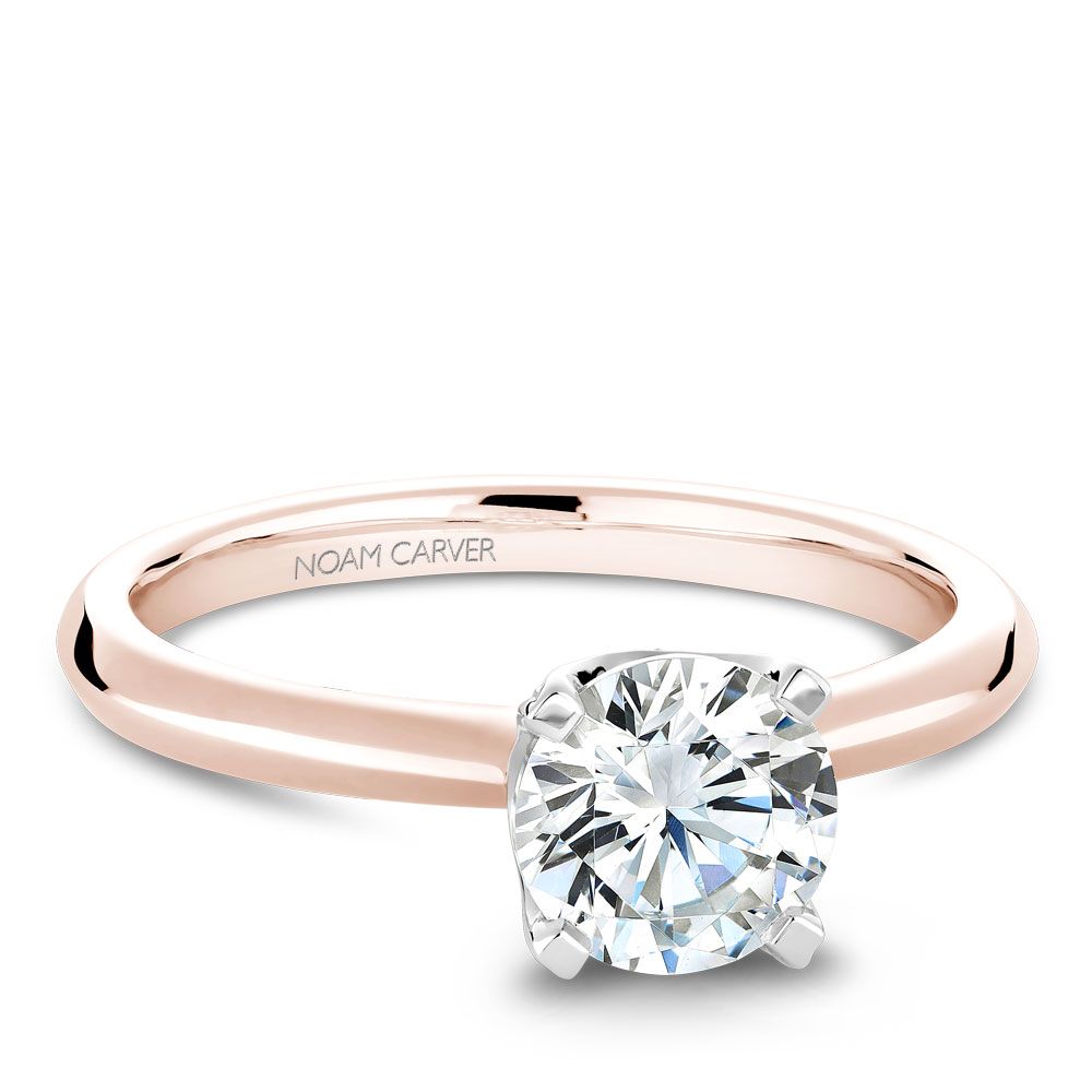 Noam Carver Engagement Ring B027-03 in 14K Rose Shank with White Head