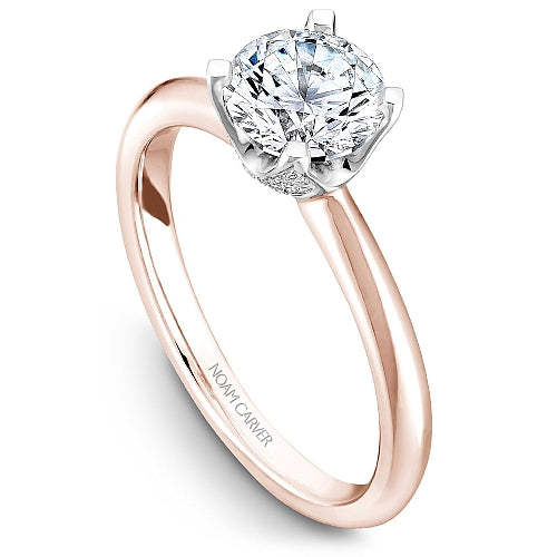 Noam Carver Engagement Ring B027-03 in 14K Rose Shank with White Head